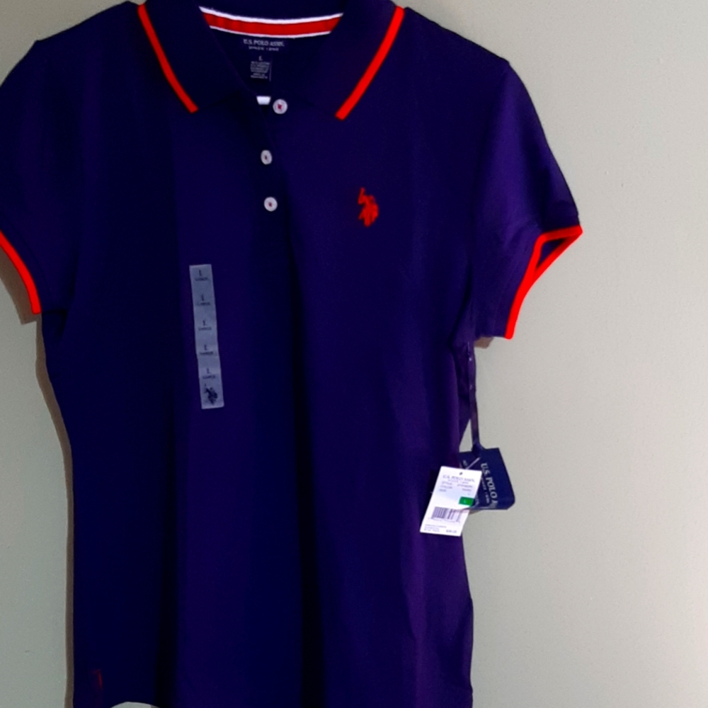 U.S. POLO ASSN. WOMENS NAVY AND RED POLO size L